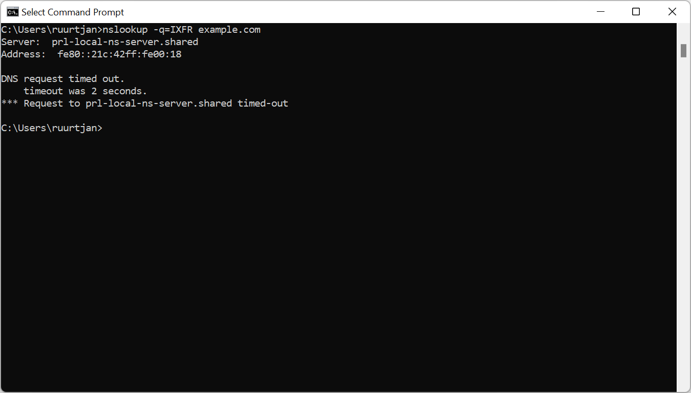 IXFR lookup in Windows